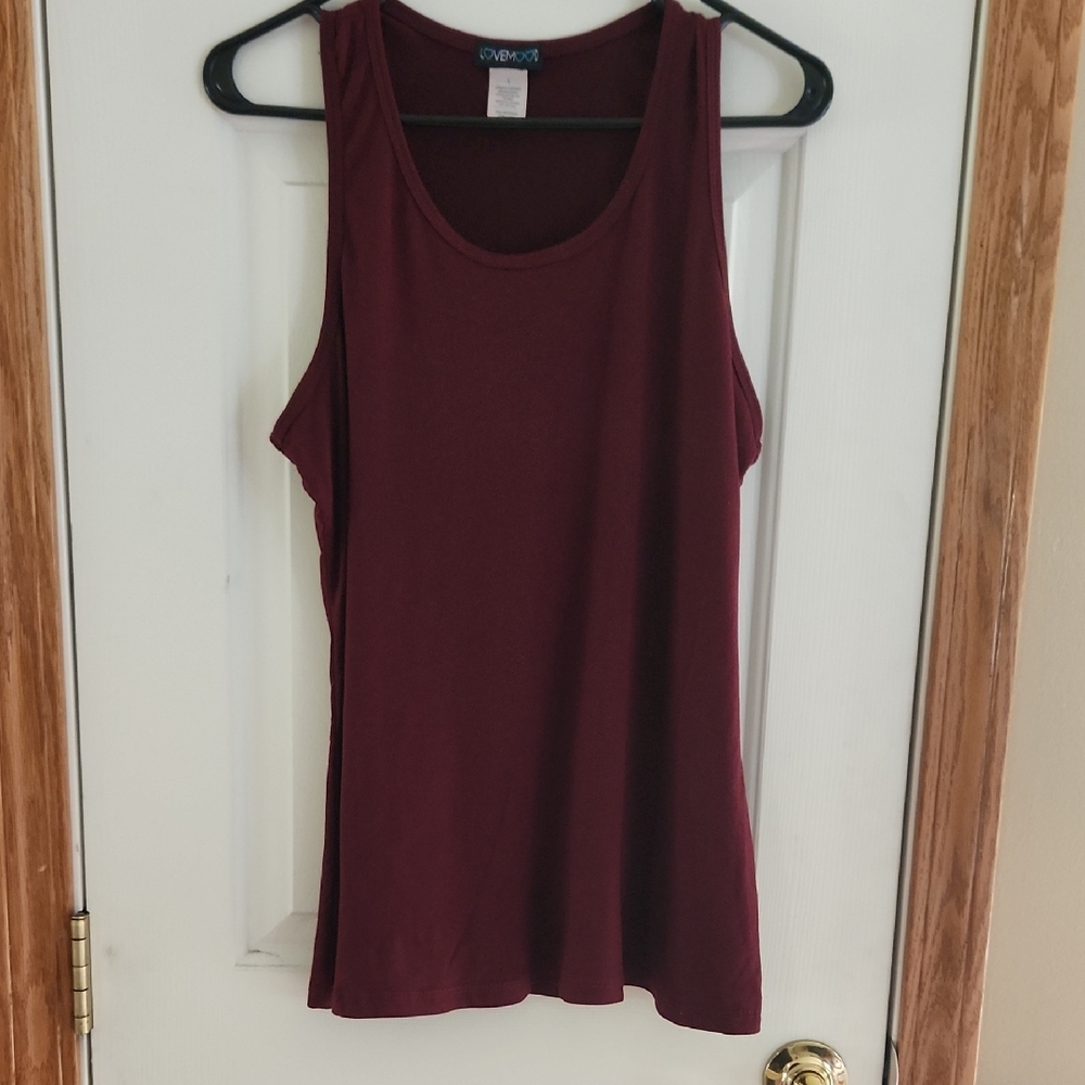 Red Sleeveless Tank Top with Crew Neck